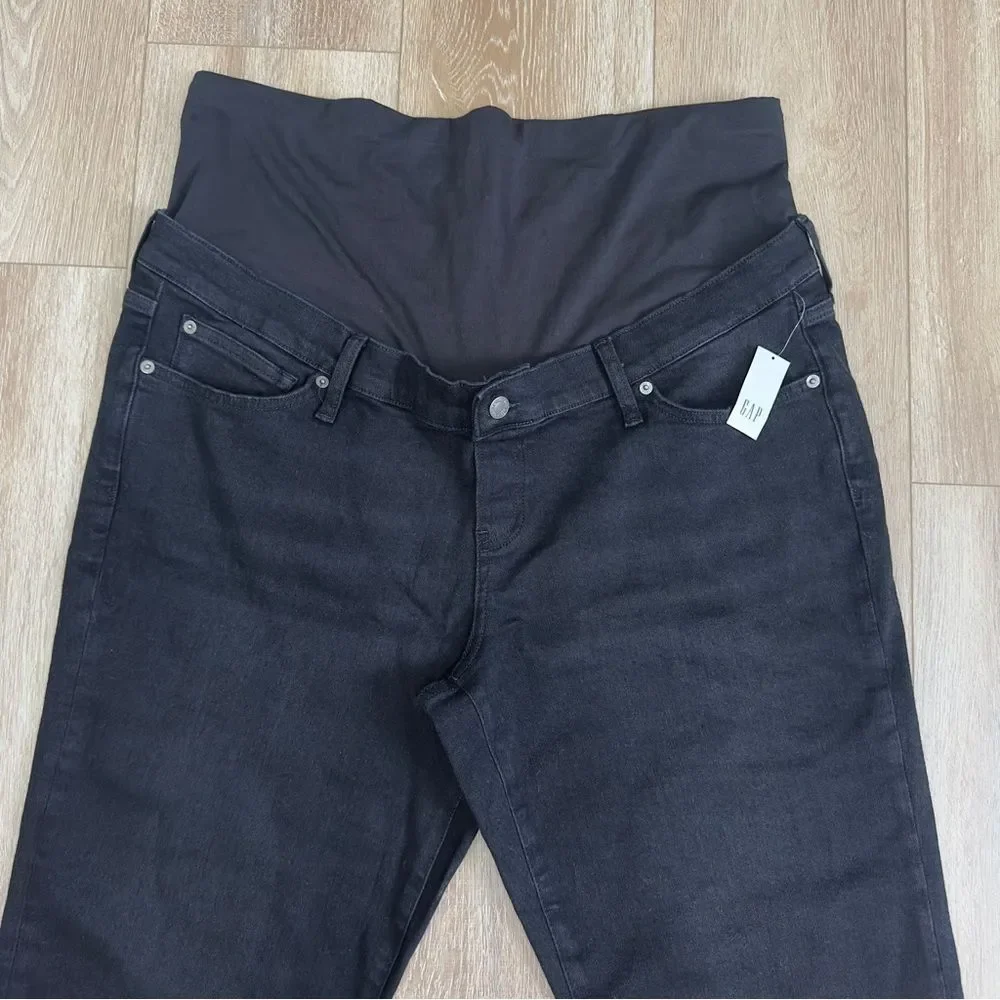 NWT Gap Maternity Size 34/18 True Waistband Full Panel Girlfriend Jeans Black